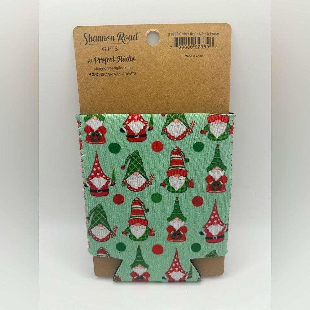 Gnome Regrets Neoprene Drink Sleeve - Festive Red and Green OSFM - Picture 2 of 2